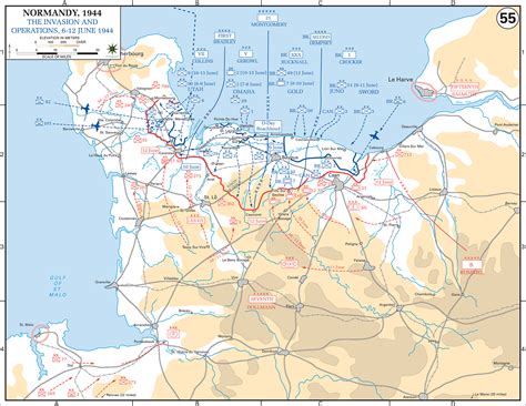 Map of the Normandy Invasion June 6-12, 1944