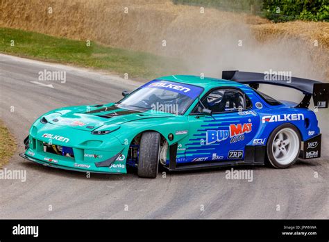 1999 Mazda RX-7 drift car with driver James Deane at the 2017 Stock ...