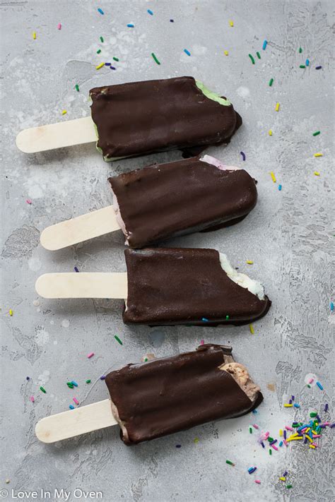 Chocolate Dipped Ice Cream Bars - Love In My Oven