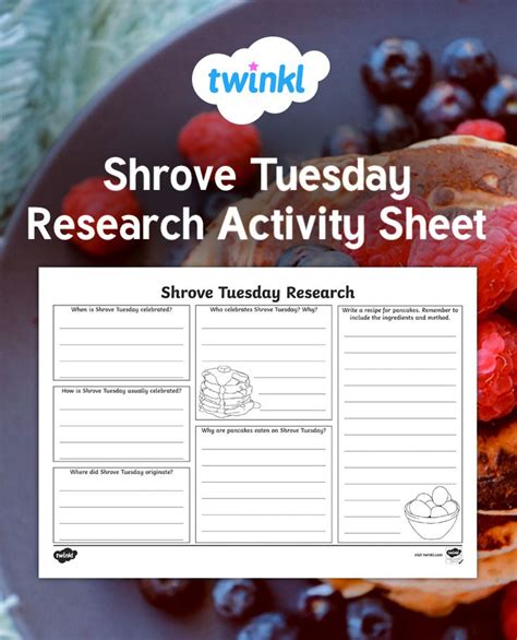 A useful activity sheet for use for students when learning about Shrove ...