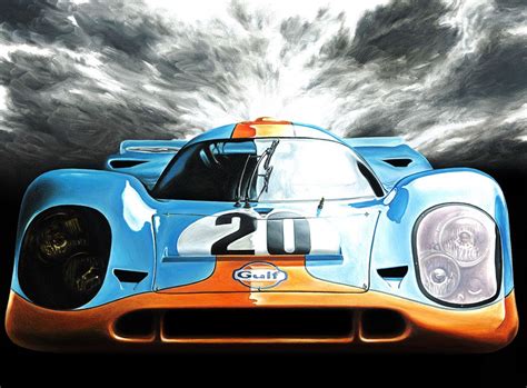 PORSCHE 917 GULF STEVE McQUEEN LE MANS 1970 - Original Oil Painting on ...