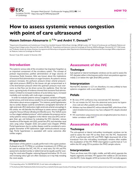 (PDF) How to assess systemic venous congestion with point of care ...