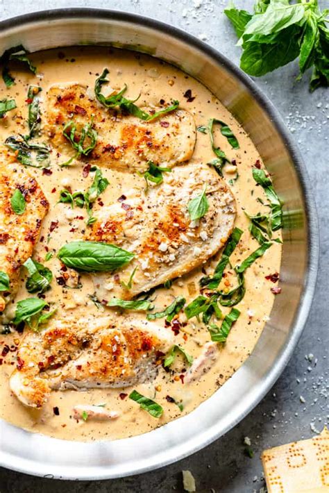 CREAMY PARMESAN BASIL CHICKEN RECIPE - Fox and Briar