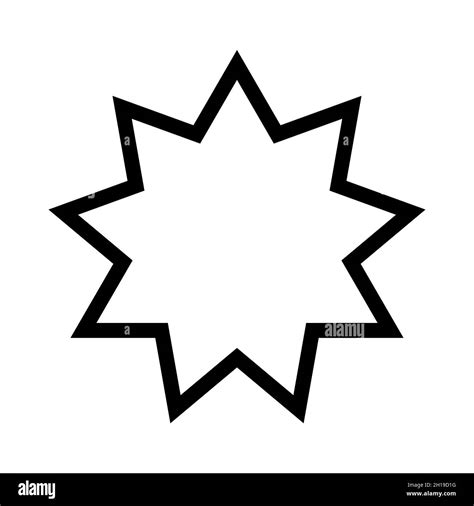 Bahai star. Black linear Bahai symbol. Religious symbol of Bahaism ...