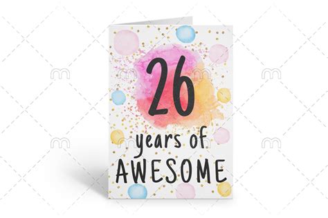 PRINTABLE 26th Birthday Card Birthday Card Printable Instant Download ...