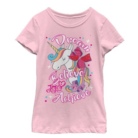 JoJo Siwa - Girl's Jojo Siwa Dream Believe Achieve Unicorn T-Shirt ...