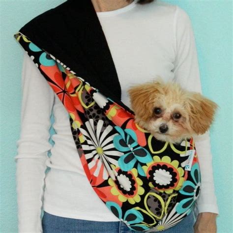 Reversible Pet Sling - Floral Black Dog Carrier Purse, Dog Carrier ...