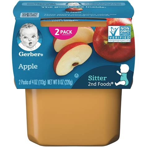 Gerber 2nd Foods Apple Baby Food, 4 oz. Tubs, 2 Count - Walmart.com ...