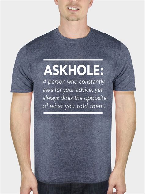 Askhole Funny Attitude Mens Heather Navy Graphic Tee Shirt - Walmart.com