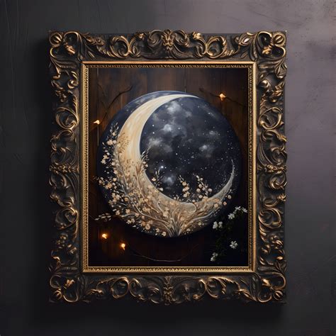 Enchanting Celestial Moon Art Print Vintage-inspired Dark Academia ...