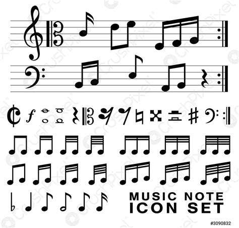 Standard music notes symbol set vector eps10 - stock vector 3090832 ...