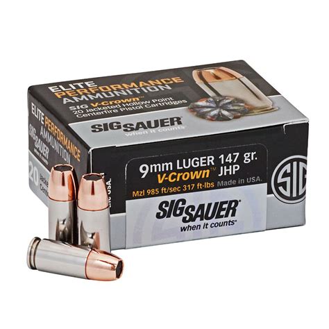 Murdoch's – SIG SAUER - 9mm Luger 147 Grain Elite V-Crown JHP Ammo