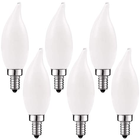 Luxrite E12 LED Chandelier Frosted Light Bulbs, Dimmable, 60 Watt ...