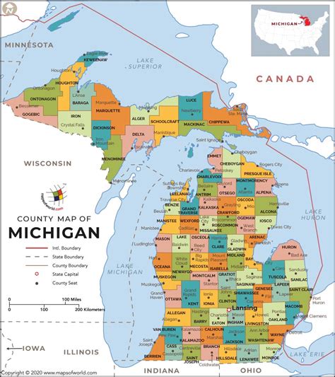 Michigan County Map, Map of Michigan Counties, Counties in Michigan