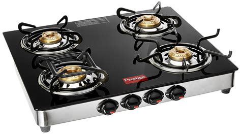 Buy Prestige Royale Schott Glass Top 4 Burner Gas Stove, Black Online ...