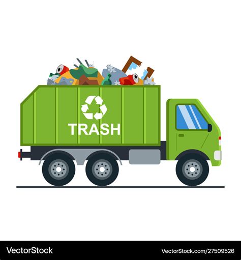 Garbage truck with goes to landfill Royalty Free Vector