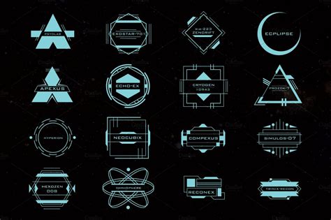 16 Sci-Fi Tech Space Logos | Graphic Objects ~ Creative Market