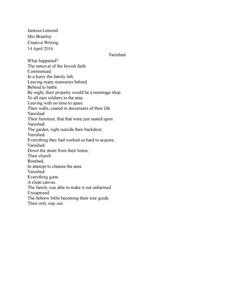 Prose Poem Activity - ENGL4150 - UMSL - Studocu