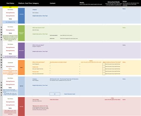 Social Media Content Planner Template Free