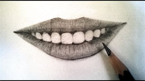 How To Draw Realistic Lips Using Pencil : Teeth And Lips With Pencil ...