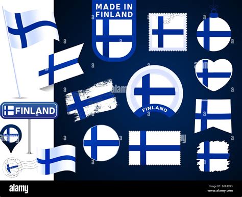 finland flag vector collection. big set of national flag design ...