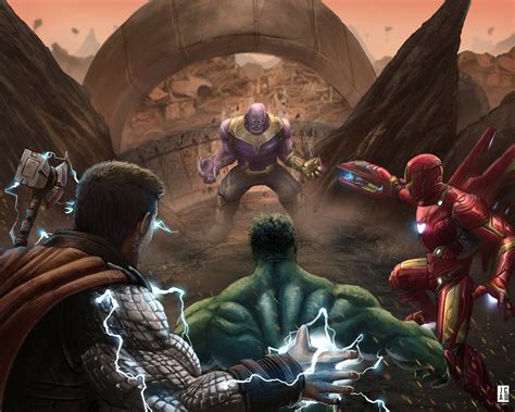 Download Thor Hulk Iron Man Thanos Movie Avengers EndGame HD Wallpaper