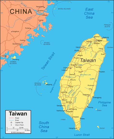 Taiwan Map and Satellite Image