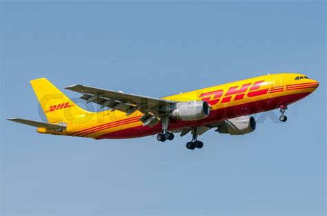 DHL airplane during landing | Stock image | Colourbox