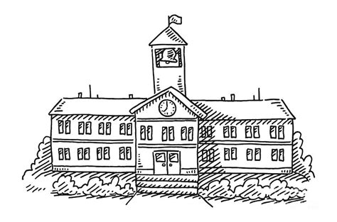 Cartoon School Building Drawing Drawing by Frank Ramspott - Pixels