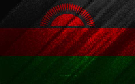 Flag of Malawi, multicolored abstraction, Malawi mosaic flag, Malawi ...