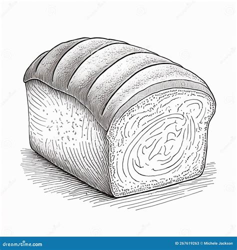 Pencil Sketch Outline Drawing Created by Generative Ai of a Loaf of ...