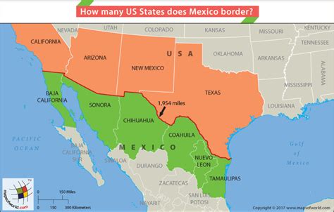 How Many US States Does Mexico Border? - Answers | Usa map, Map, Mexico map