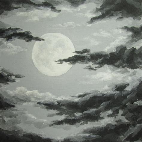 Full Moon in a Cloudy Sky Painting by Anna Bronwyn Foley - Pixels