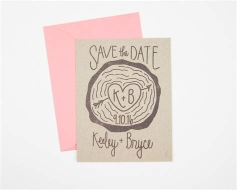 Wood Slice Save The Date Stamp - Custom Hand Lettered Save The Date ...