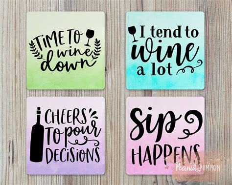 Wine Coasters Funny Coasters Coasters Set of 4 Funny Wine | Etsy in ...