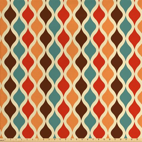 Retro Fabric by the Yard, Funk Different Vintage Pattern Composition ...