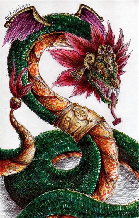 Feathered Serpent Quetzalcoatl Drawing - Quetzalcoatl Tagg By Verreaux ...