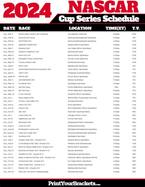 2024 Nascar Cup Series Schedule Release Date Printable