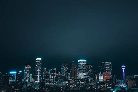 Blue Night City Sky Wallpaper