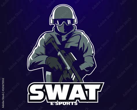 swat mascot logo isolated on dark background, gaming logo for team ...