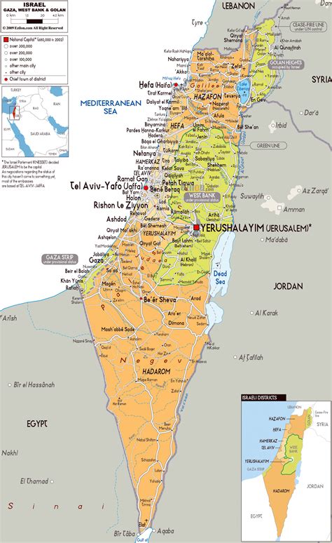 Large political and administrative map of Israel with roads, cities and ...