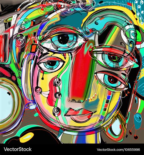 Abstract digital painting of human face colorful Vector Image