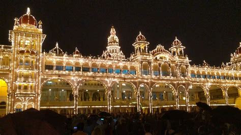 Mysore Palace lights turning on moment! Mysore Palace lighting during ...