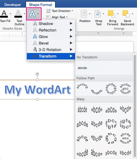 Microsoft Office Tutorials: Insert WordArt in Word 2016 for Mac