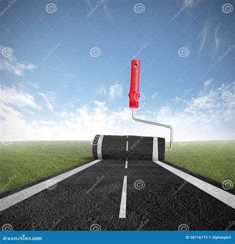 Painting the road stock image. Image of navigation, construction - 28716773