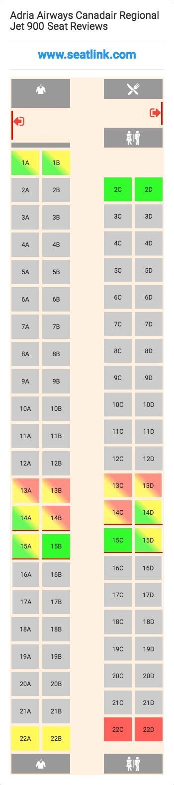 Adria Airways Canadair Regional Jet 900 (CR9) Seat Map | Adria airways ...