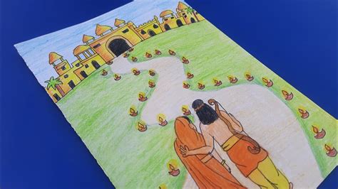 Ram Sita Drawing With Ayodhya Ram Mandir Ram Sita Drawing Easy ...