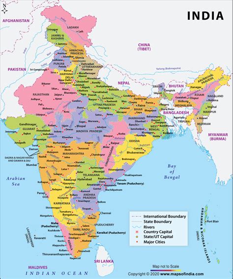 Large Color Map of India in 2020 | India map, World geography map ...