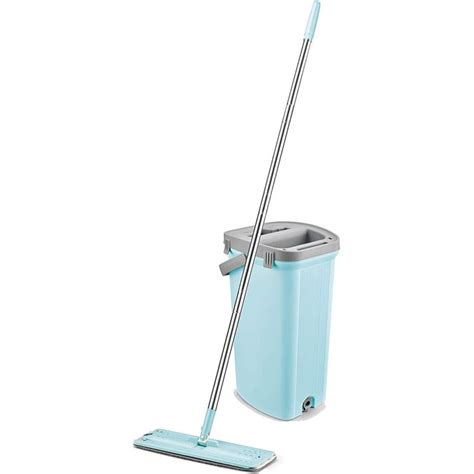 Buy Microfiber Flat Mop With Bucket Blue Online | Danube Home UAE