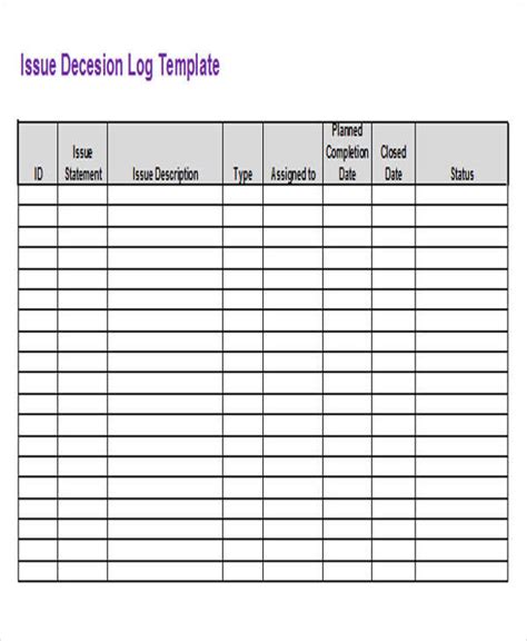 Decision Log ~ Excel Templates